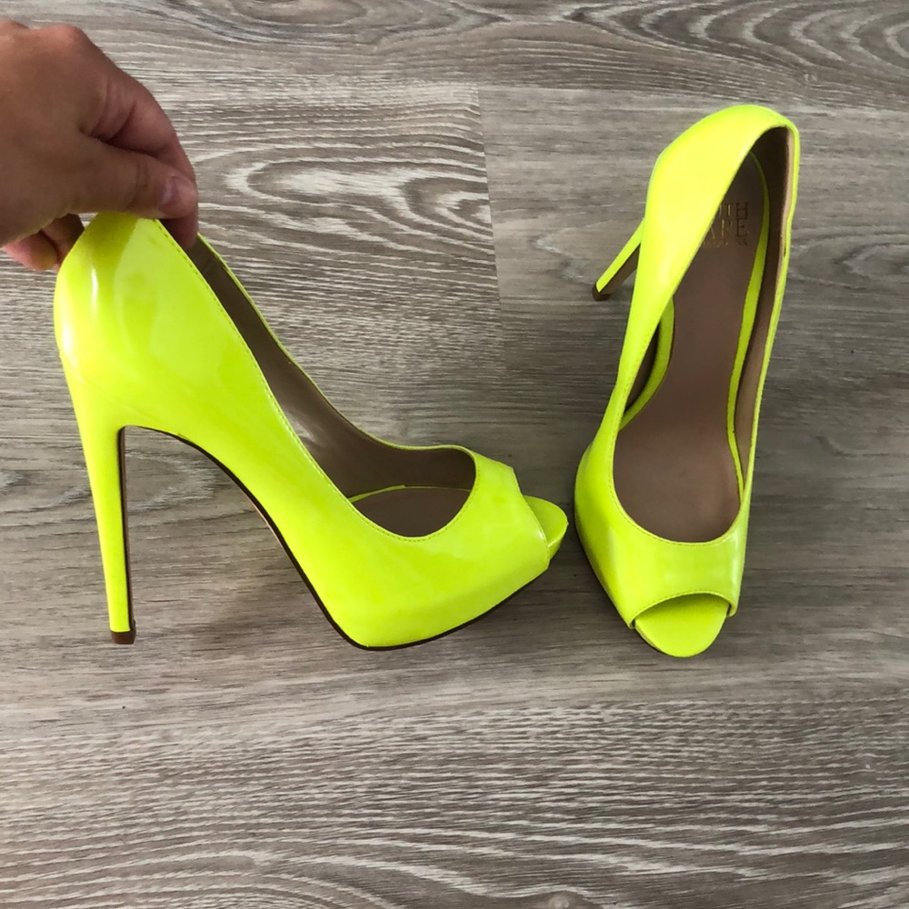 Neon Yellow Peep-Toe High Heels